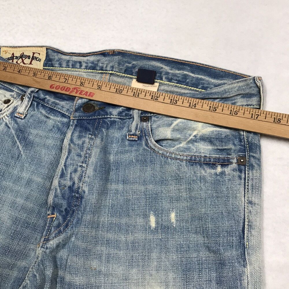 Y2K ABERCROMBIE & FITCH Remsen Jeans Men 32x34 Distressed Low Rise Slim Straight - Picture 8 of 16